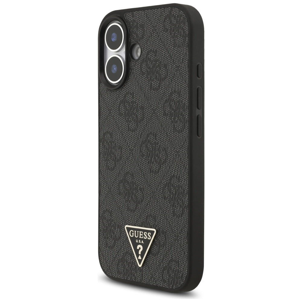 Husa MagSafe za Apple iPhone 17, Guess, 4G Triangle Logo sa kaišem, Crna