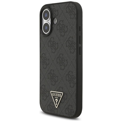 Husa MagSafe za Apple iPhone 17, Guess, 4G Triangle Logo sa kaišem, Crna
