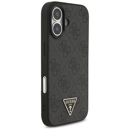 Husa MagSafe za Apple iPhone 17, Guess, 4G Triangle Logo sa kaišem, Crna