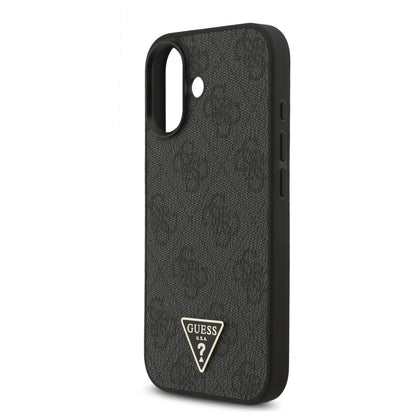 Husa MagSafe za Apple iPhone 17, Guess, 4G Triangle Logo sa kaišem, Crna