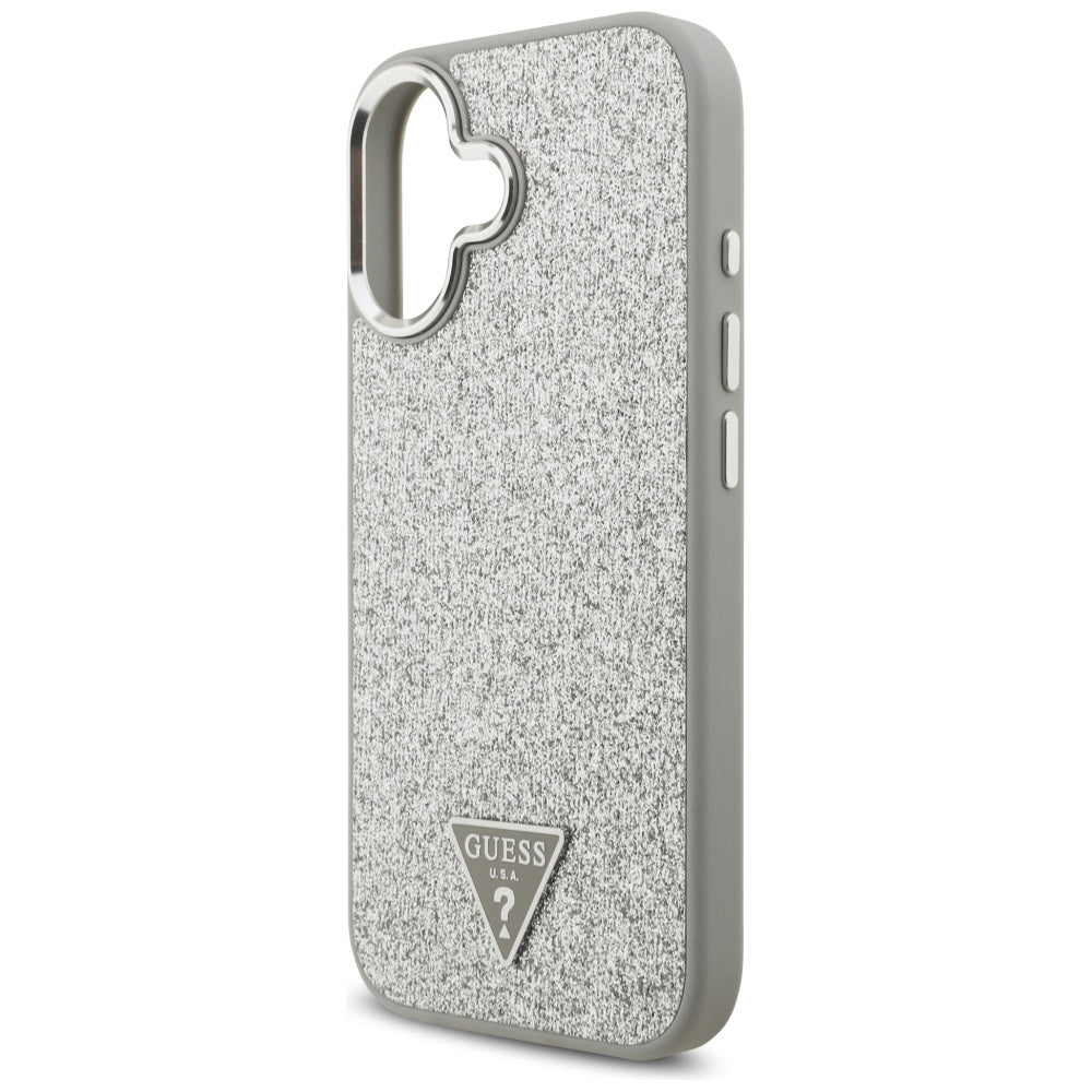 Futrola MagSafe za Apple iPhone 17, Guess, Glitter Triangle Logo, Srebrna