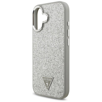Futrola MagSafe za Apple iPhone 17, Guess, Glitter Triangle Logo, Srebrna