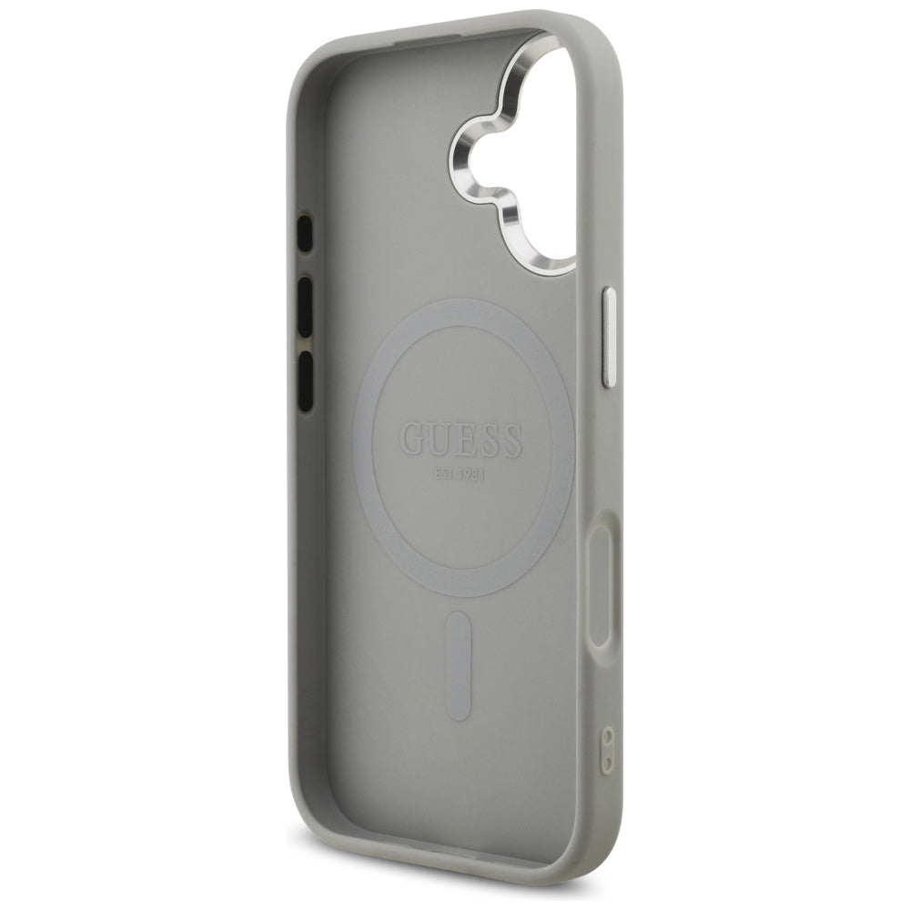 Futrola MagSafe za Apple iPhone 17, Guess, Glitter Triangle Logo, Srebrna