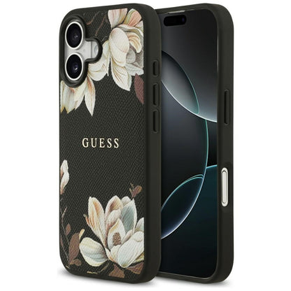 Futrola MagSafe za Apple iPhone 17, Guess, Grained Flowers, Crna