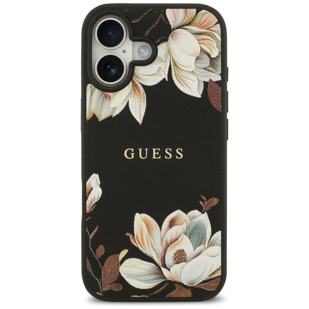 Futrola MagSafe za Apple iPhone 17, Guess, Grained Flowers, Crna