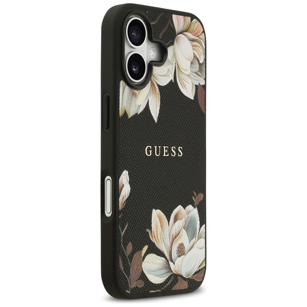 Futrola MagSafe za Apple iPhone 17, Guess, Grained Flowers, Crna