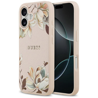 Futrola MagSafe za Apple iPhone 17, Guess, Grained Flowers, Roze