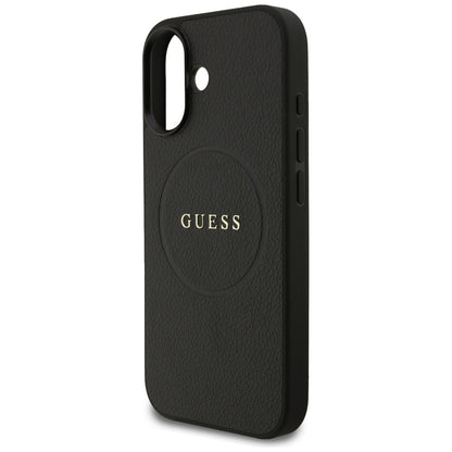 Futrola MagSafe za Apple iPhone 17, Guess, Grained Gold Ring, Crna