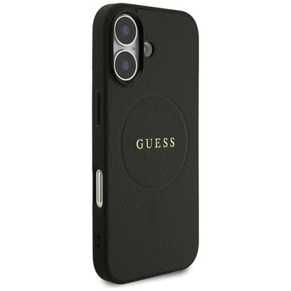 Futrola MagSafe za Apple iPhone 17, Guess, Grained Gold Ring, Crna