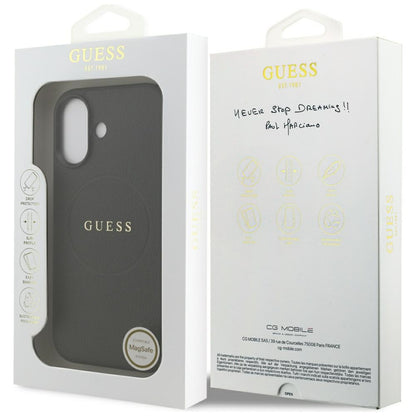 Futrola MagSafe za Apple iPhone 17, Guess, Grained Gold Ring, Crna