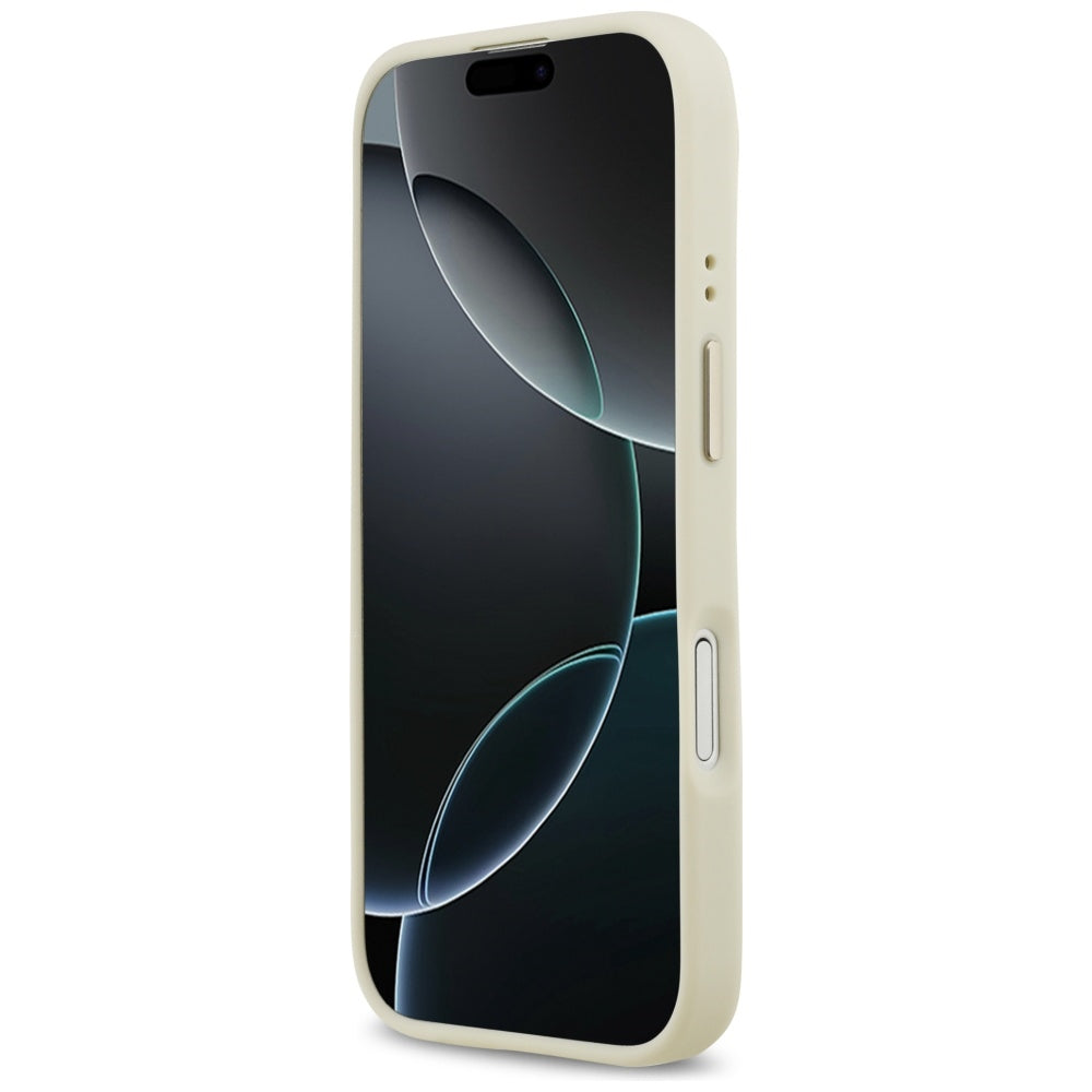 Futrola MagSafe za Apple iPhone 17, Guess, Grained Strass Logo, Bež