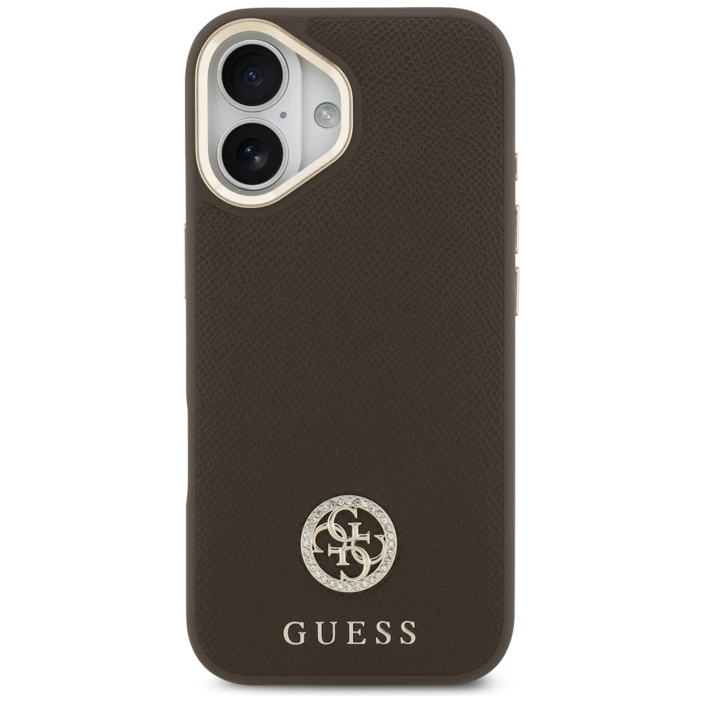 Futrola MagSafe za Apple iPhone 17, Guess, Grained Strass Logo, Braon