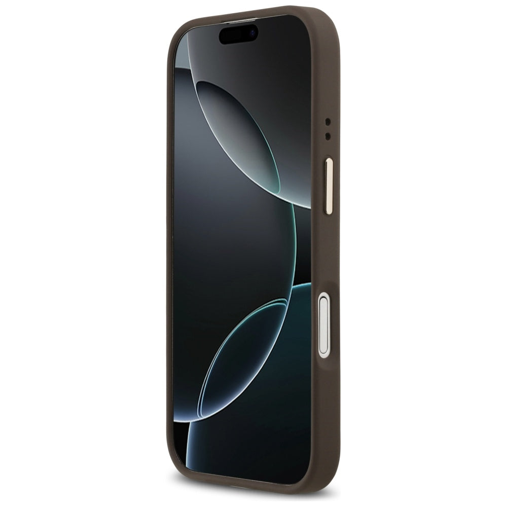 Futrola MagSafe za Apple iPhone 17, Guess, Grained Strass Logo, Braon