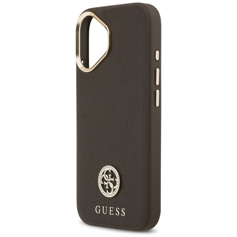 Futrola MagSafe za Apple iPhone 17, Guess, Grained Strass Logo, Braon
