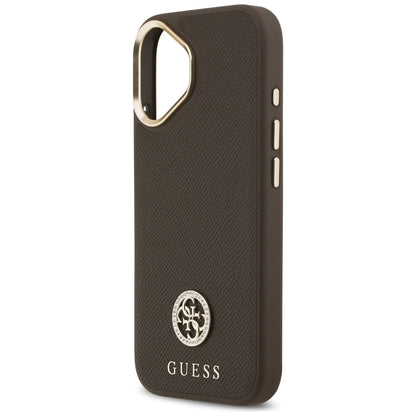Futrola MagSafe za Apple iPhone 17, Guess, Grained Strass Logo, Braon