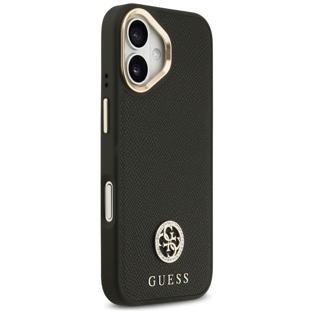 Futrola MagSafe za Apple iPhone 17, Guess, Grained Strass Logo, Crna