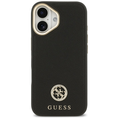 Futrola MagSafe za Apple iPhone 17, Guess, Grained Strass Logo, Crna