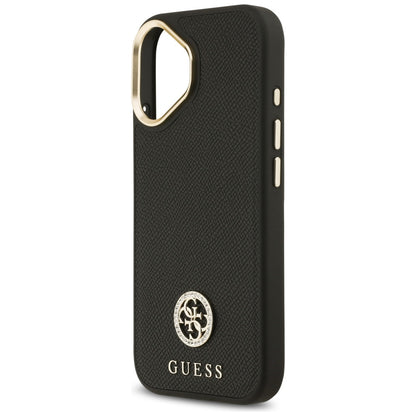 Futrola MagSafe za Apple iPhone 17, Guess, Grained Strass Logo, Crna