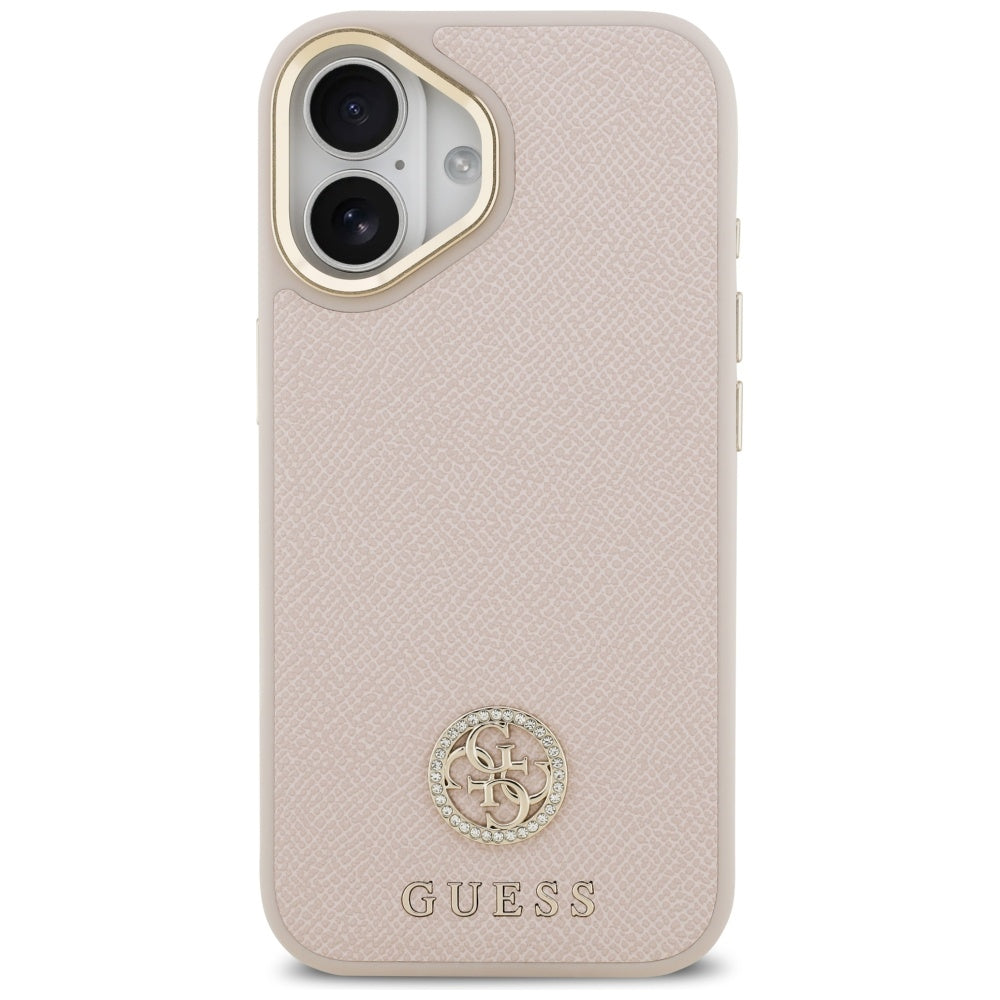 Futrola MagSafe za Apple iPhone 17, Guess, Grained Strass Logo, Roze