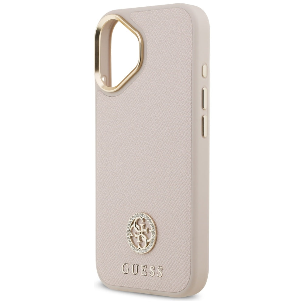 Futrola MagSafe za Apple iPhone 17, Guess, Grained Strass Logo, Roze
