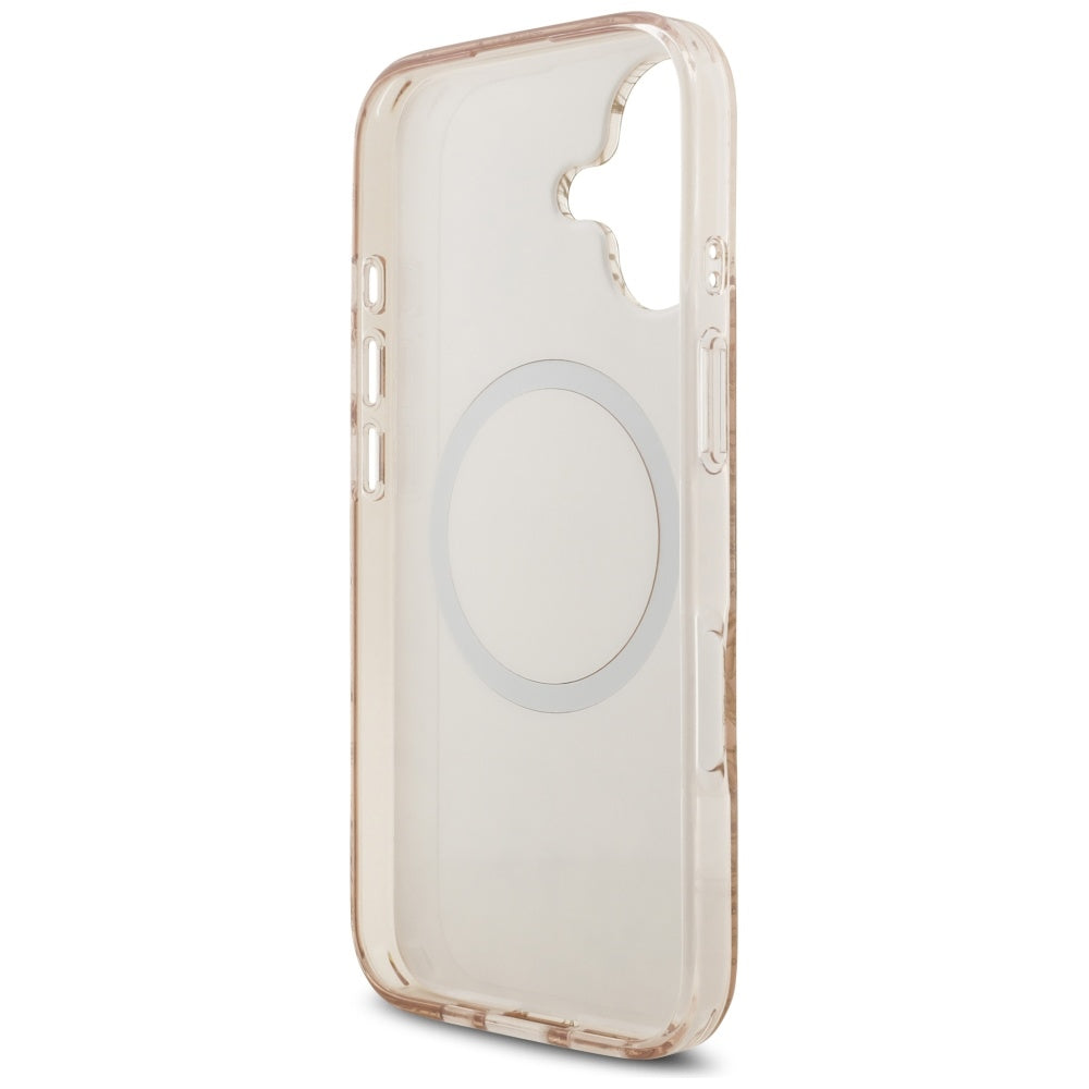 Futrola MagSafe za Apple iPhone 17, Guess, IML Flowers Allover Electroplated with Pearl Strap, Crna