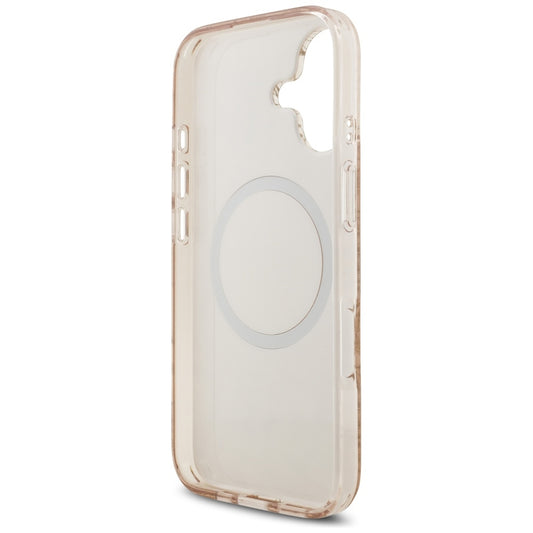 Futrola MagSafe za Apple iPhone 17, Guess, IML Flowers Allover Electroplated with Pearl Strap, Crna