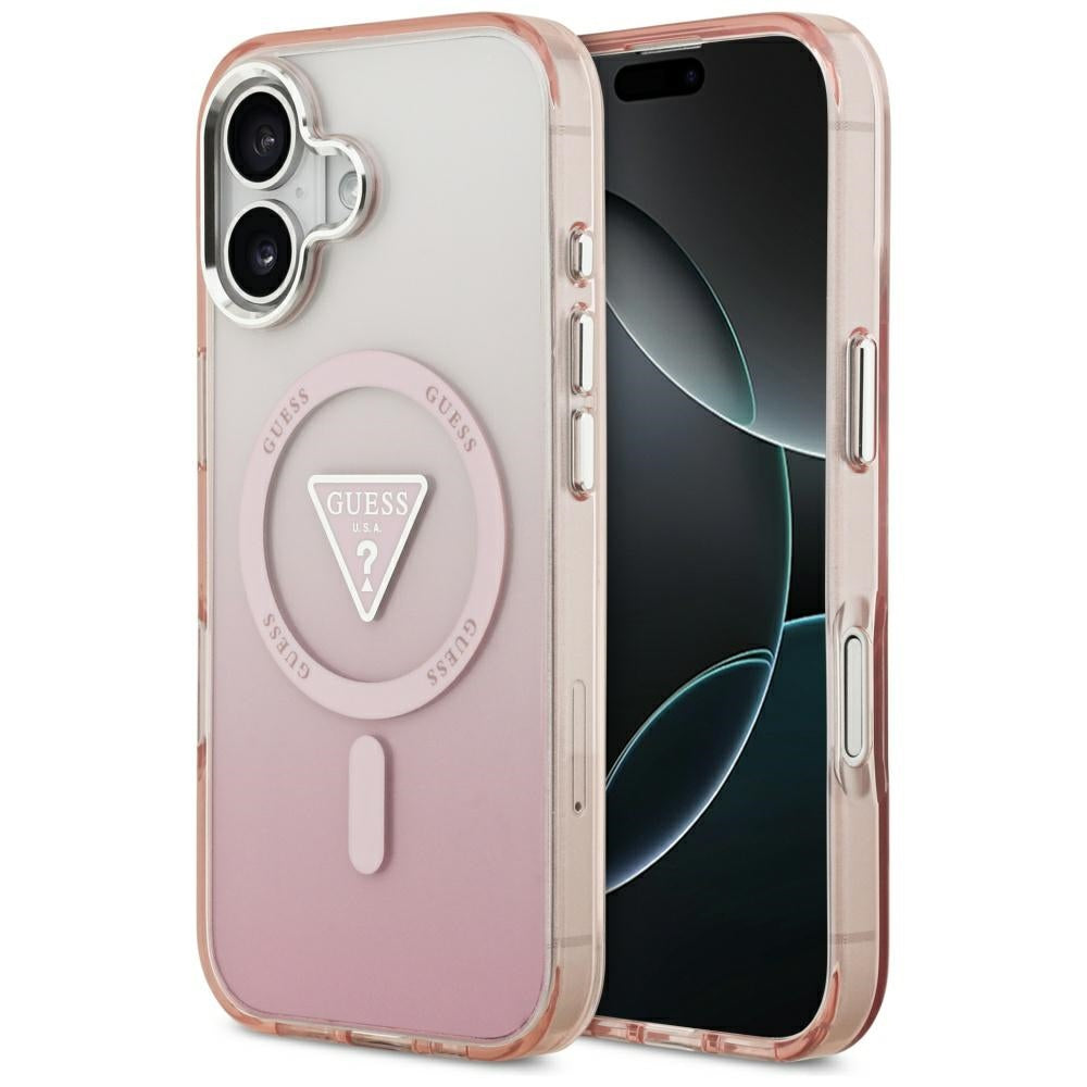 Futrola MagSafe za Apple iPhone 17, Guess, IML Gradient Triangle Logo, Roze