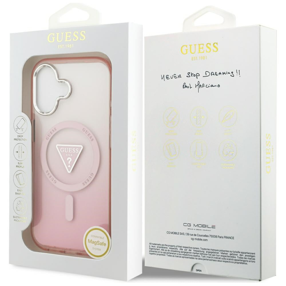 Futrola MagSafe za Apple iPhone 17, Guess, IML Gradient Triangle Logo, Roze