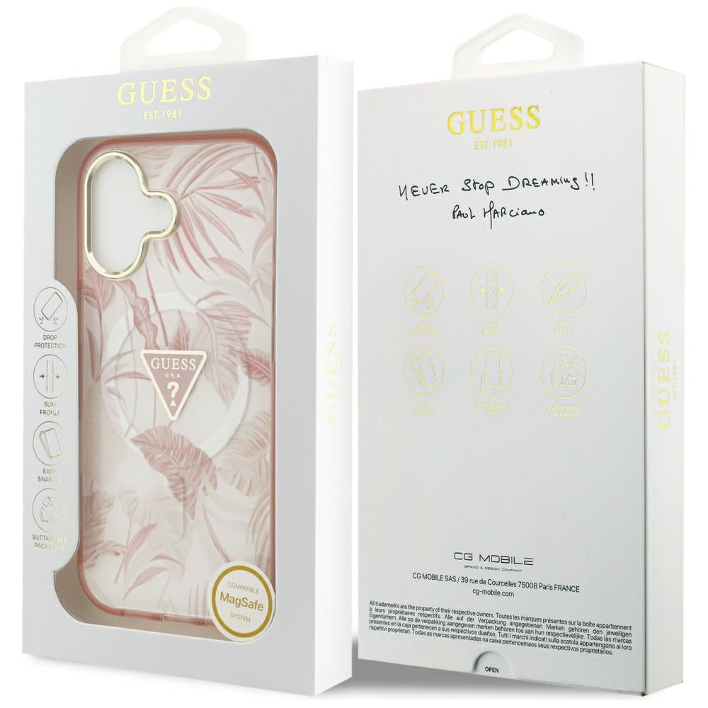 Futrola MagSafe za Apple iPhone 17, Guess, Jungle Tonal Triangle, Roze