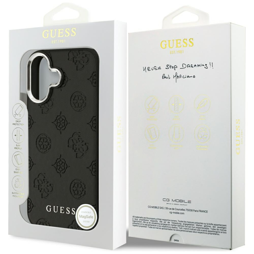Futrola MagSafe za Apple iPhone 17, Guess, Peony Hot Stamp Script, Crna