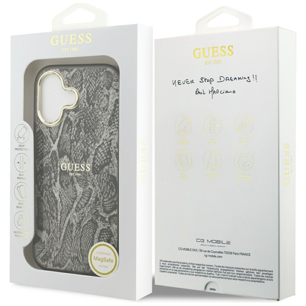Futrola MagSafe za Apple iPhone 17, Guess, Python Pattern, Crna