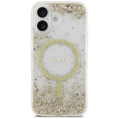Futrola MagSafe za Apple iPhone 17, Guess, Resin Bottom Glitter, Zlatna