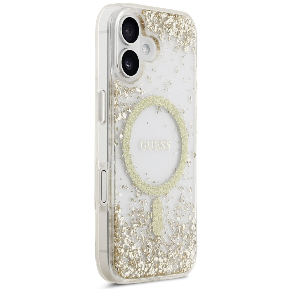 Futrola MagSafe za Apple iPhone 17, Guess, Resin Bottom Glitter, Zlatna