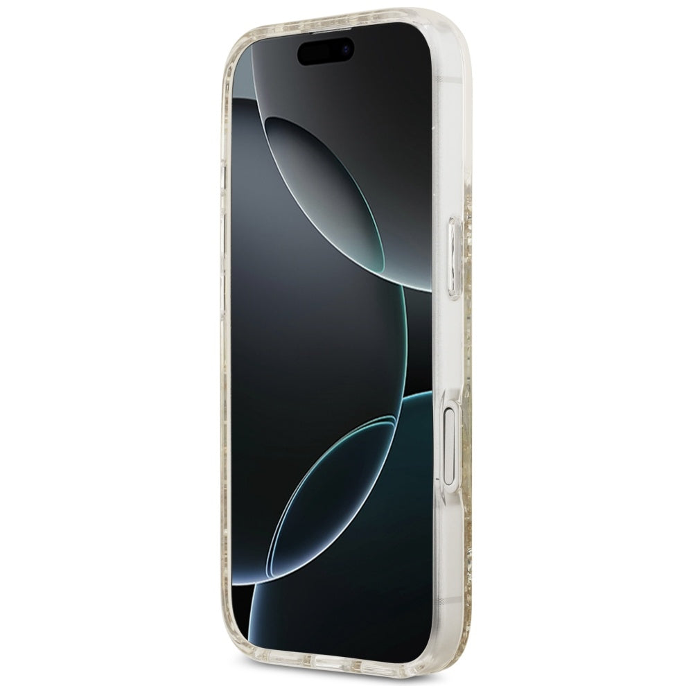 Futrola MagSafe za Apple iPhone 17, Guess, Resin Bottom Glitter, Zlatna