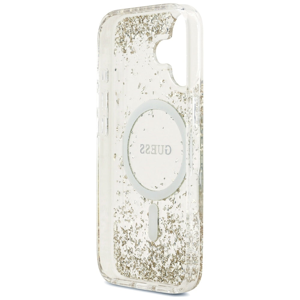 Futrola MagSafe za Apple iPhone 17, Guess, Resin Bottom Glitter, Zlatna