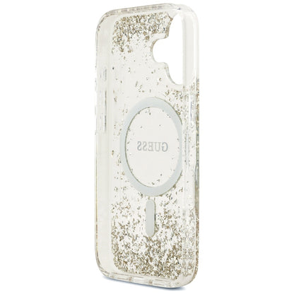 Futrola MagSafe za Apple iPhone 17, Guess, Resin Bottom Glitter, Zlatna