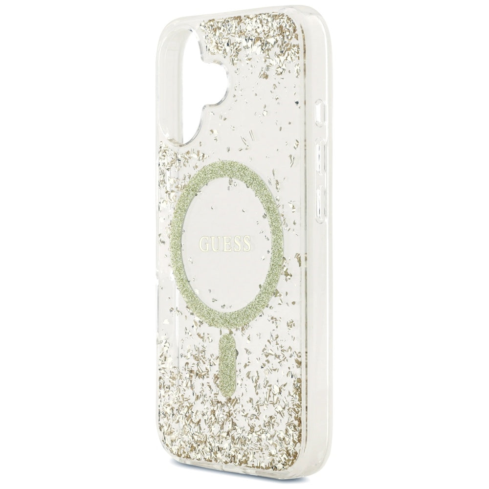 Futrola MagSafe za Apple iPhone 17, Guess, Resin Bottom Glitter, Zlatna
