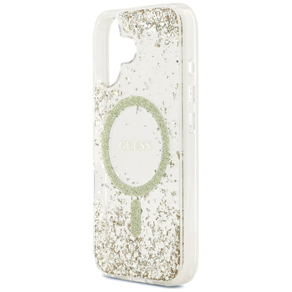 Futrola MagSafe za Apple iPhone 17, Guess, Resin Bottom Glitter, Zlatna