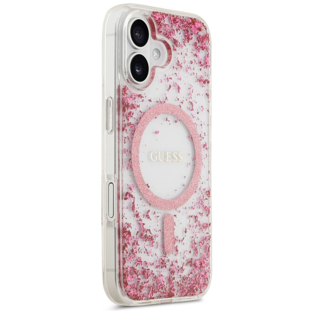 Husa MagSafe za Apple iPhone 17, Guess, Resin Bottom Glitter, Roze