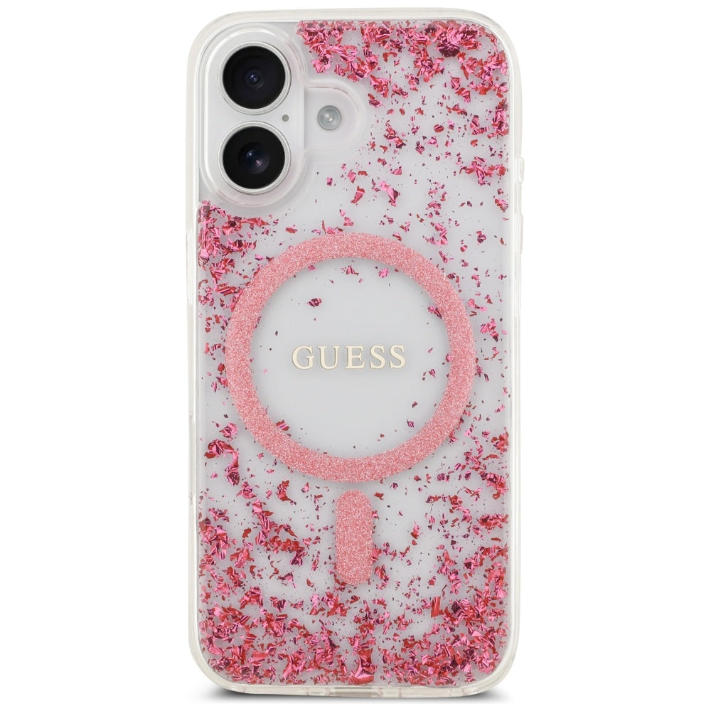 Husa MagSafe za Apple iPhone 17, Guess, Resin Bottom Glitter, Roze