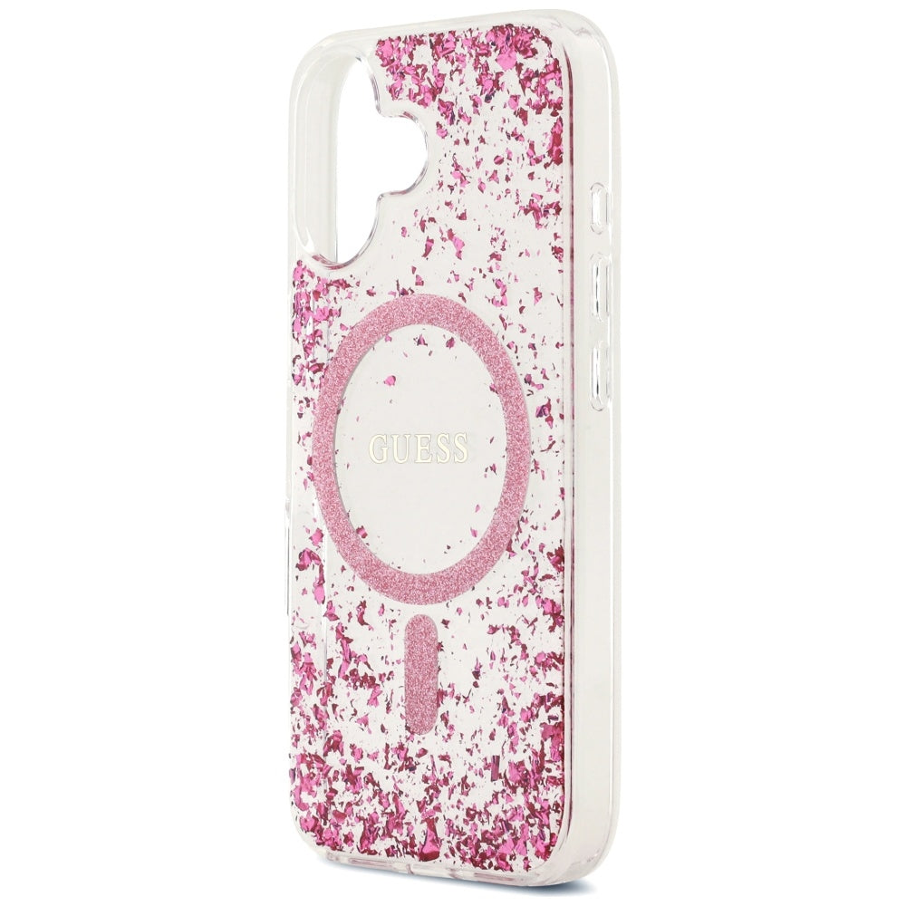 Husa MagSafe za Apple iPhone 17, Guess, Resin Bottom Glitter, Roze