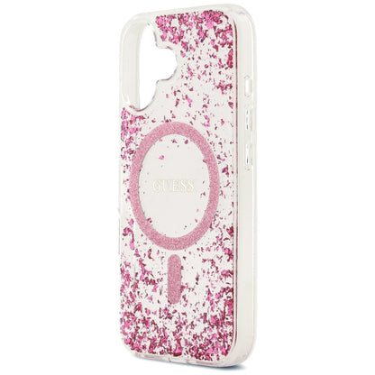 Husa MagSafe za Apple iPhone 17, Guess, Resin Bottom Glitter, Roze