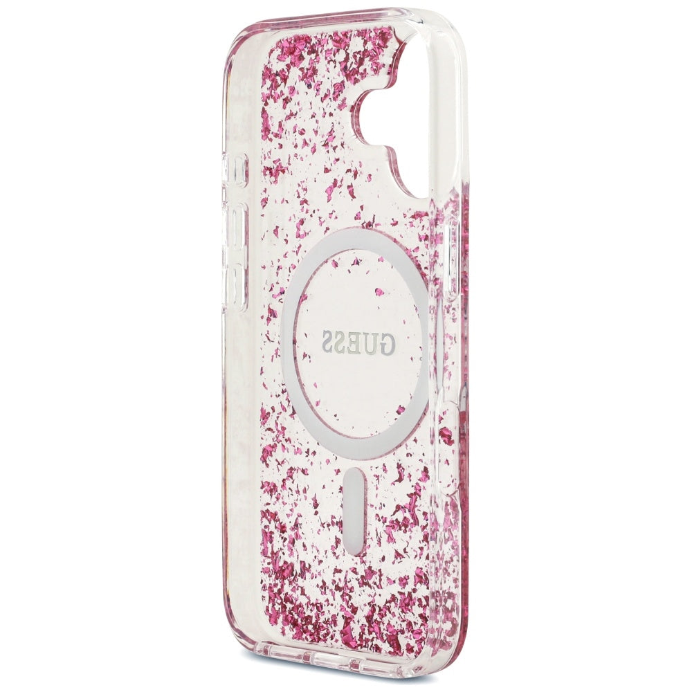 Husa MagSafe za Apple iPhone 17, Guess, Resin Bottom Glitter, Roze