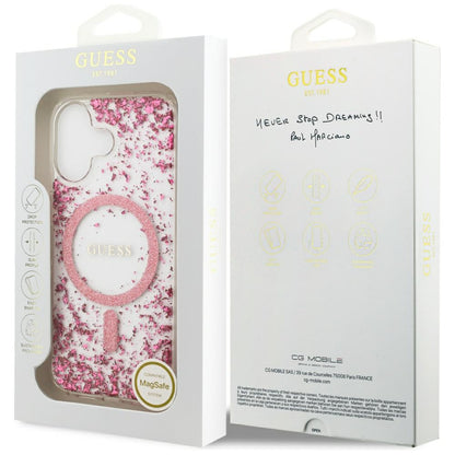 Husa MagSafe za Apple iPhone 17, Guess, Resin Bottom Glitter, Roze