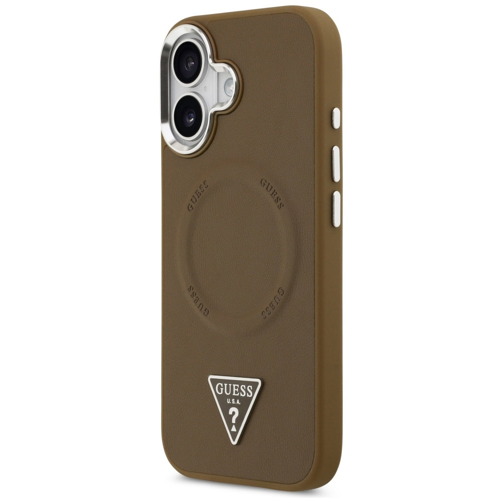Futrola MagSafe za Apple iPhone 17, Guess, Triangle Logo, Braon Srebrna