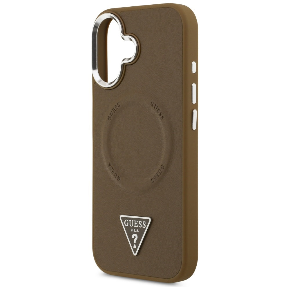 Futrola MagSafe za Apple iPhone 17, Guess, Triangle Logo, Braon Srebrna