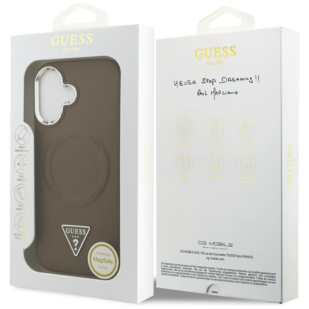 Futrola MagSafe za Apple iPhone 17, Guess, Triangle Logo, Braon Srebrna