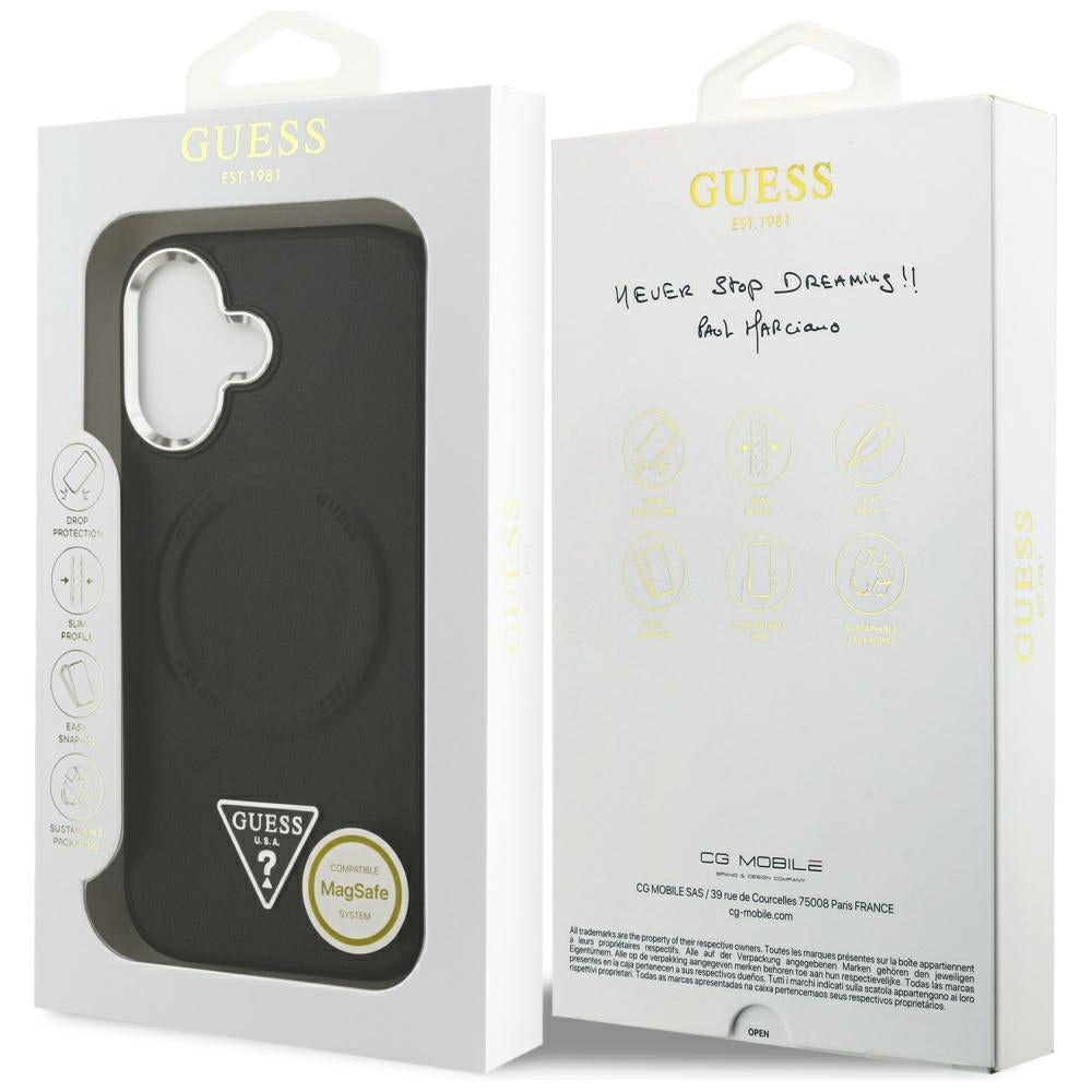 Futrola MagSafe za Apple iPhone 17, Guess, Triangle Logo, Crno Srebrna