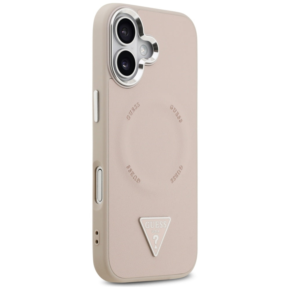 Futrola MagSafe za Apple iPhone 17, Guess, Triangle Logo, Roze Srebrna