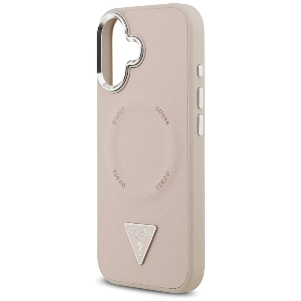 Futrola MagSafe za Apple iPhone 17, Guess, Triangle Logo, Roze Srebrna